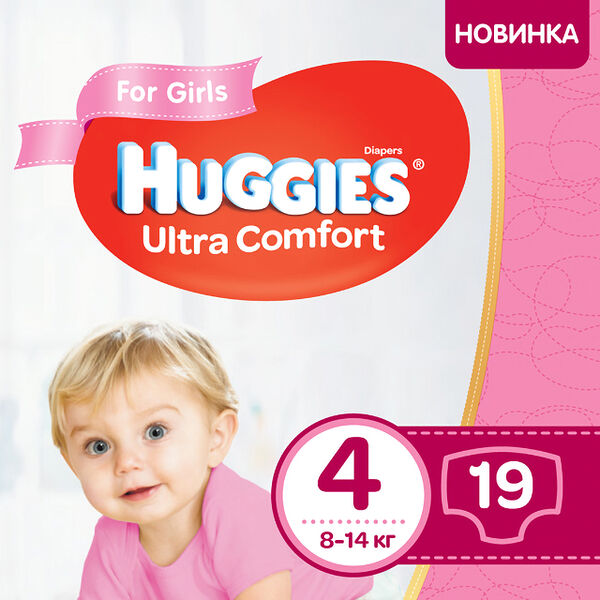 Подгузник Huggies Ultra Comfort N4 для девочек 8-14 кг N19