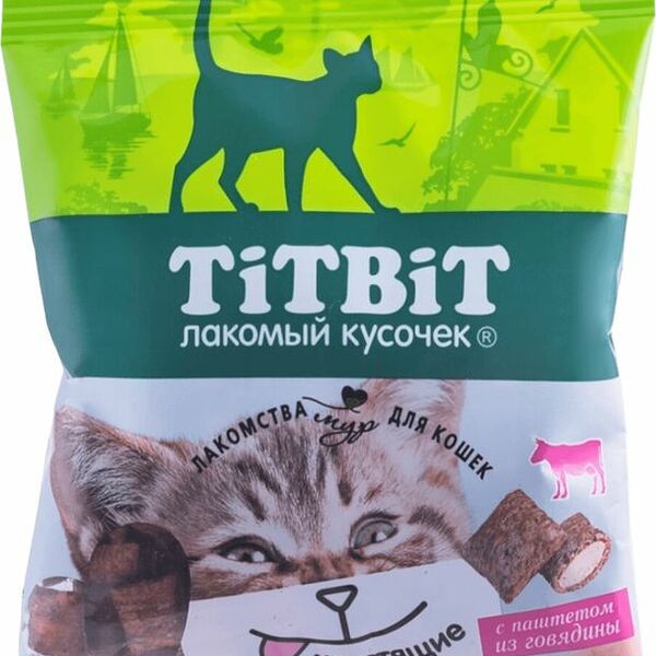 Лакомство Titbit Хрустящие подушечки с паштетом из говядины для кошек