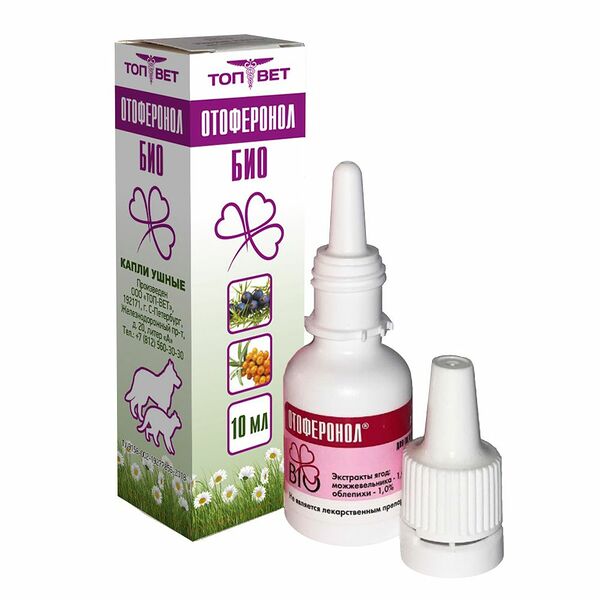 Капли ТОП-ВЕТ Отоферонол Био ушные 10мл