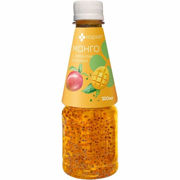 Напиток со вкусом Манго и семенами базилика безалкогольный негазированный Маркет, 300мл