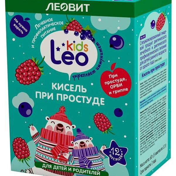 Кисель Леовит при простуде leo kids от 1 года 12 г 5 шт 
