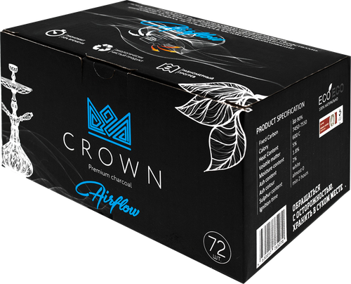 

Уголь для кальяна CROWN Air Flow 25мм 72шт/уп