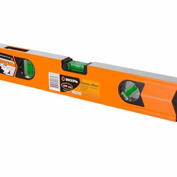 Уровень алюминиевый фрезерованный Вихрь (длина: 400 мм, 3 глазка (1 зеркальный), магнитный)