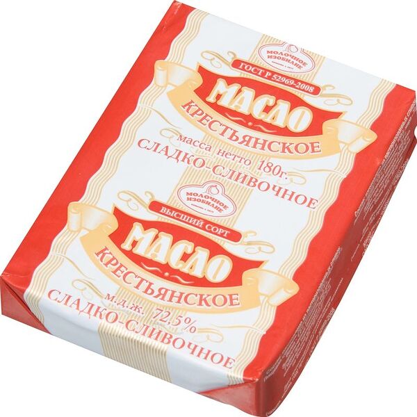 Масло сливочное Молочное изобилие Крестьянское 72.5%