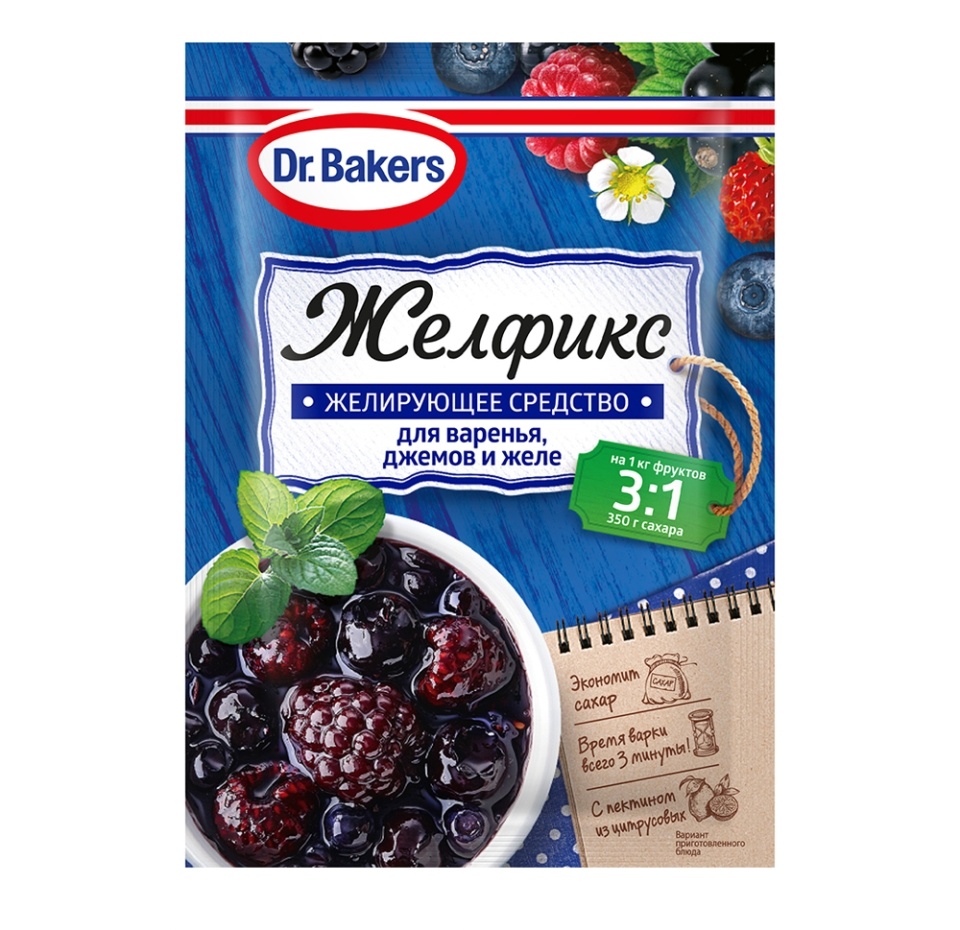 

Заготовки Dr.Bakers Желфикс 3:1, для варенья, джемов и желе 25 г