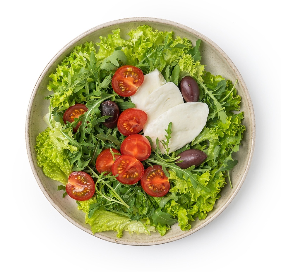 

Зеленый салат с помидорами черри и моцареллой 170 г, Россия