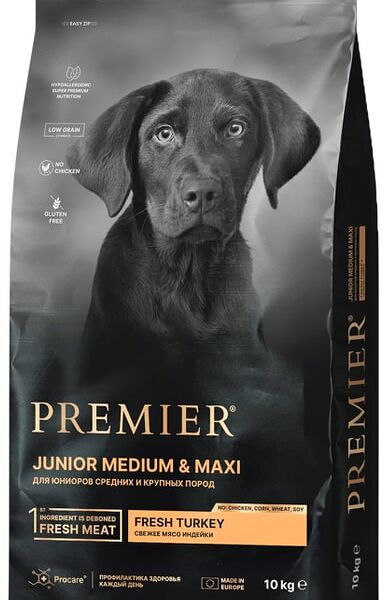 Сухой корм для собак Premier Dog Turkey Junior Medium&Maxi Свежее мясо индейки для юниоров 10кг