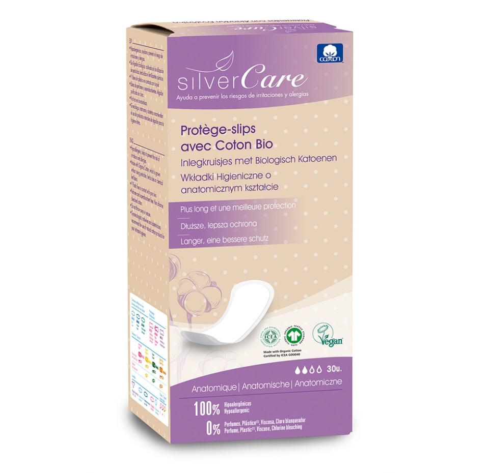

Прокладки SilverCare Ежедневные гигиенические из органического хлопка 30шт., Испания