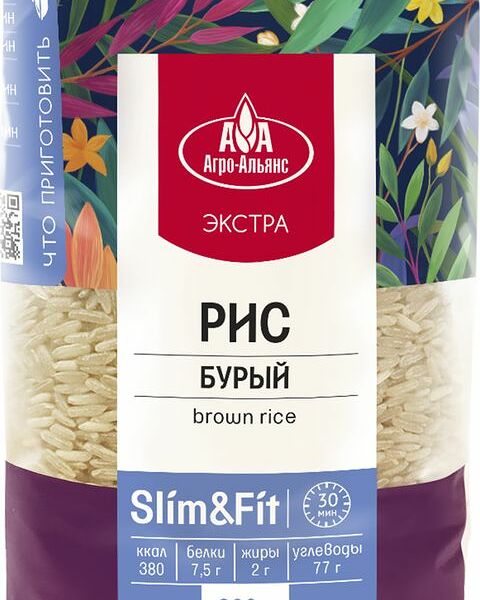 Рис Агро-альянс экстра Slim & Fit бурый 800 г