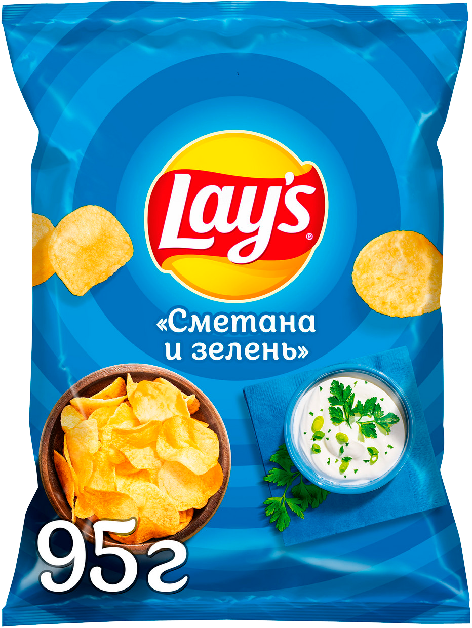 

Чипсы Lays картофельные Сметана и зелень