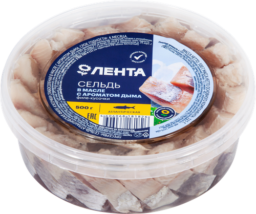 

Сельдь Лента Матье филе-кусочки в масле с дымком 500 г