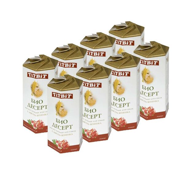 Лакомство для собак TITBIT Печенье с мясом ягненка стандарт (упаковка - 8 шт)