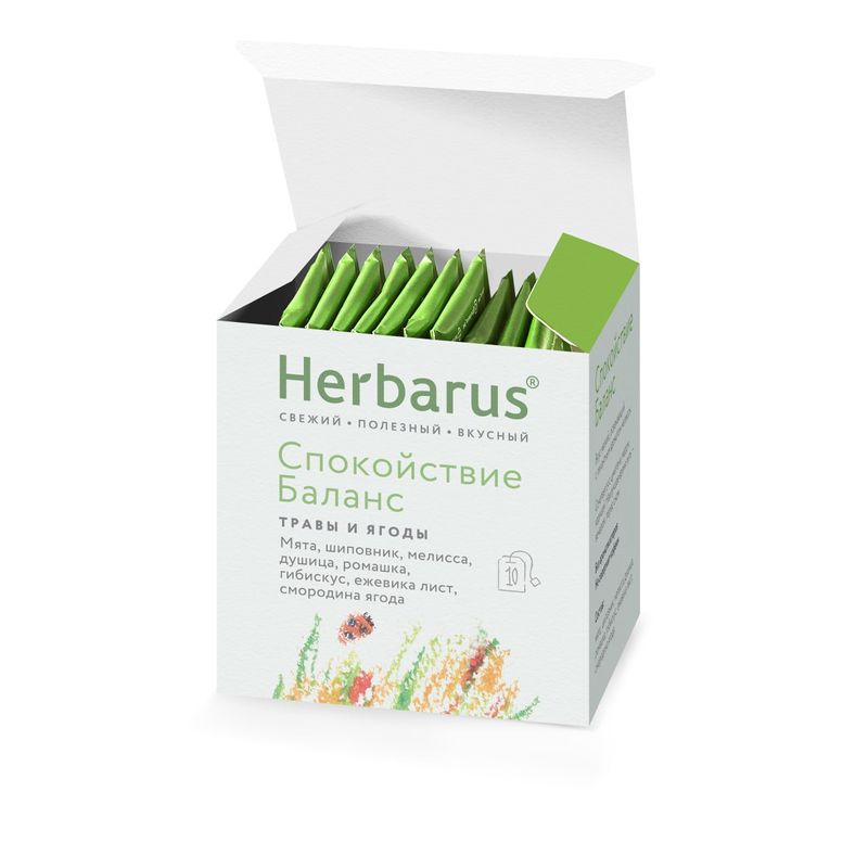 

Напиток чайный Herbarus Спокойствие баланс 10 пакетиков 18 г