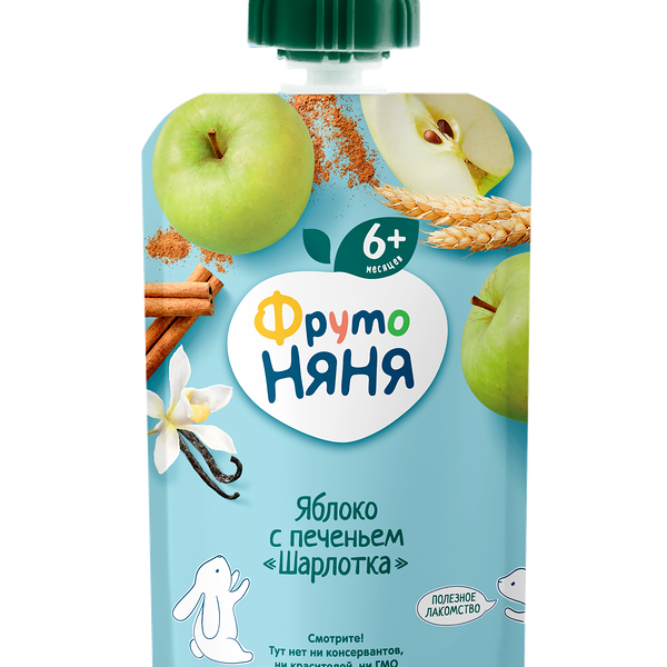 Пюре фруктовое ФрутоНяня с печеньем ябл шарлотка 90г пауч ДП