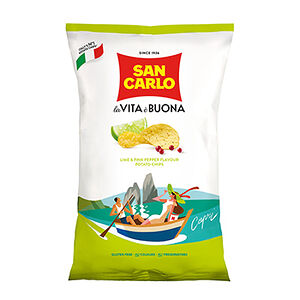 Чипсы картофельные с лаймом и розовым перцем, SAN CARLO