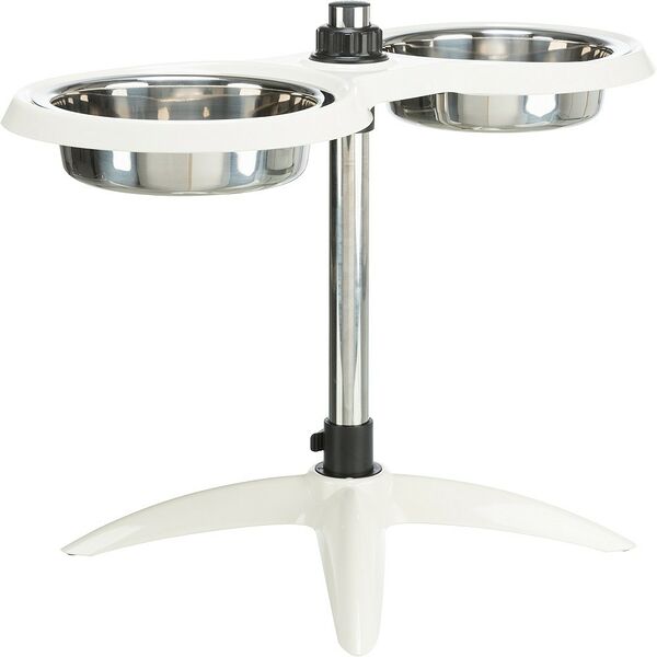 Стойка с мисками для собак TRIXIE меламин/нерж сталь, белая ф21см 2х1,6л