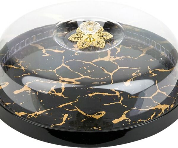 Блюдо Nouvelle Home Черный мрамор с крышкой 24.5*24.5*13см