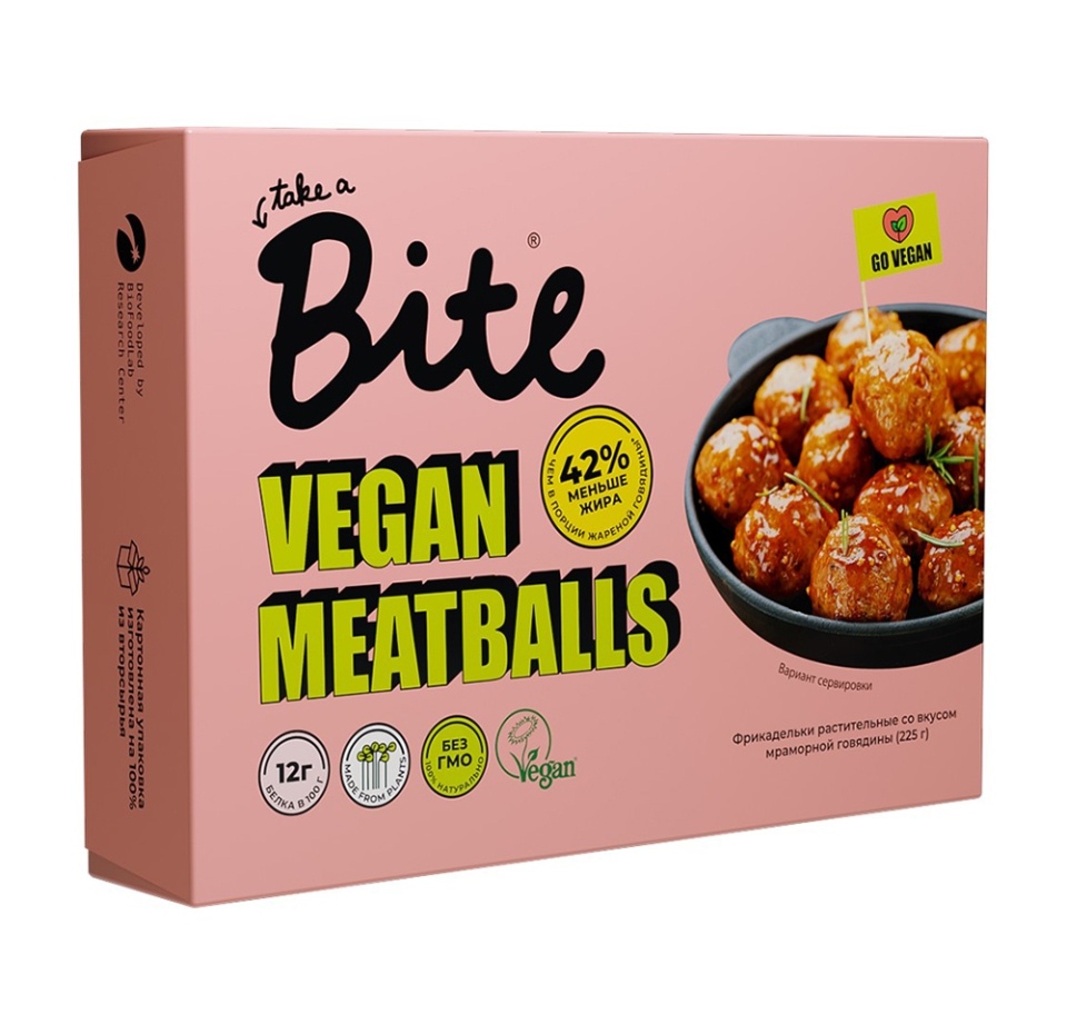 

Фрикадельки растительные Take a Bite со вкусом мраморной говядины охлажденные 225 г