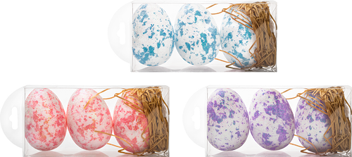 Набор декоративных яиц с сеном, 3шт в ассортименте