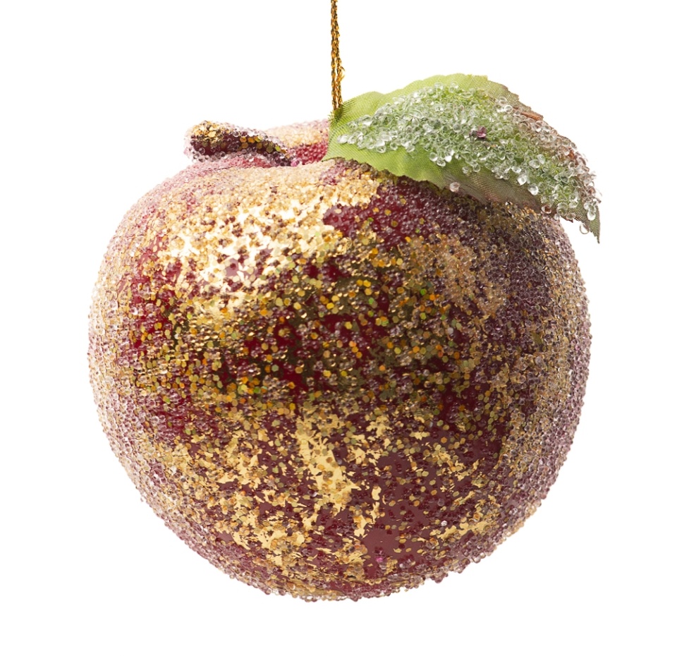 

Игрушка для ёлки "Коллекция Традици" Яблоко с бисером и золотой отделкой,цвет красный, 9х8.5см., 1шт, Китай