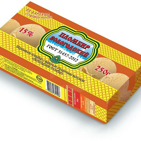 Мороженое Вологодский пломбир на вареном сгущенном молоке 250г