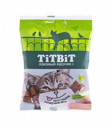 Лакомство для кошек TITBIT Хрустящие подушечки с паштетом из индейки