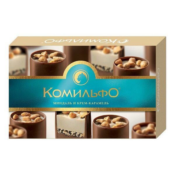 Конфеты шок с двухсл нач Миндаль и крем-карамель КОМИЛЬФО 116г