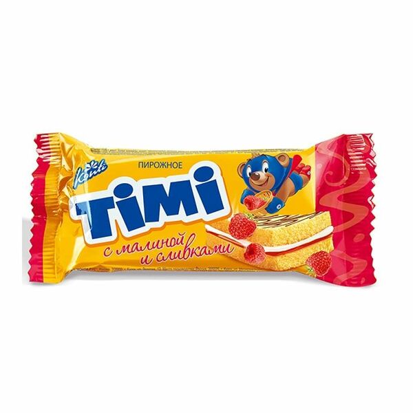 Пирожное Timi бисквитное малина со сливками