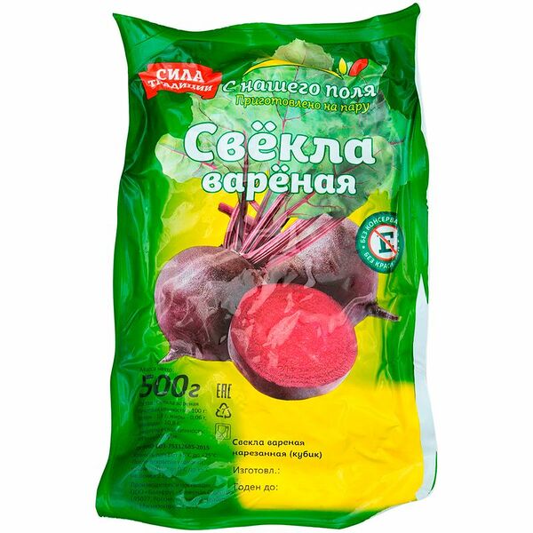 Свекла варёная нарезанная кубиком, 500г
