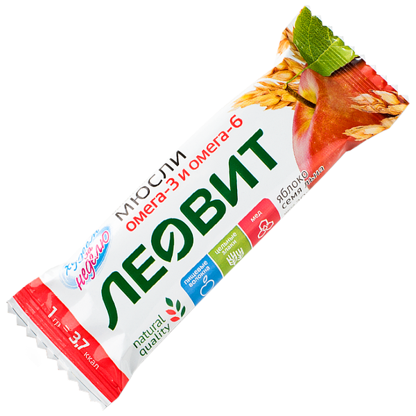 Батончик-мюсли Леовит Худеем за неделю Яблоко с семенами льна