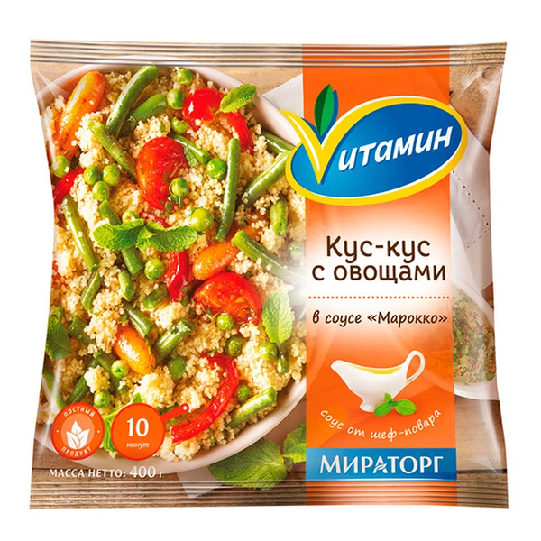 Смесь овощная Vитамин Кус-кус с овощами в соусе Марокко замороженная 400 г(Продукт замороженный)