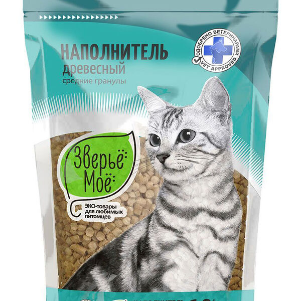 Зверье мое наполнитель древесный впитывающий средние гранулы 3 кг.