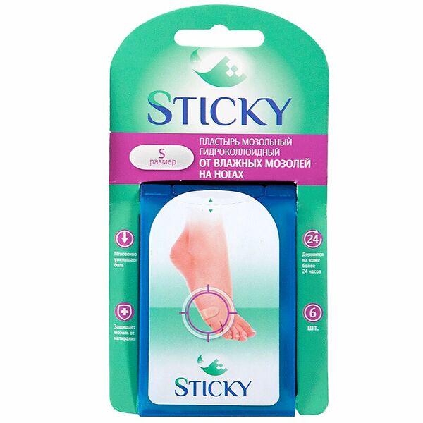 Пластырь Sticky 6 шт размер S мозольный гидроколлоидный