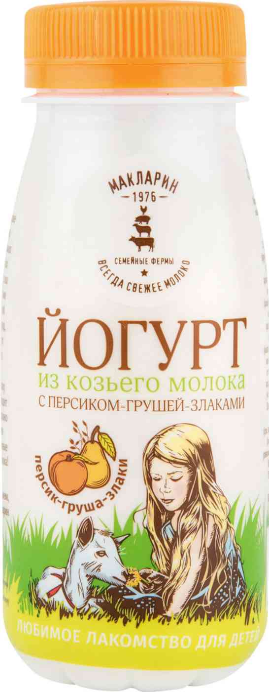 

Йогурт из козьего молока Макларин Персик-груша-злаки 2.8-6% 150 г