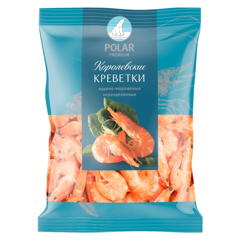 

Креветки Polar Королевские варено-мороженые неразделанные 110/130, 500 г