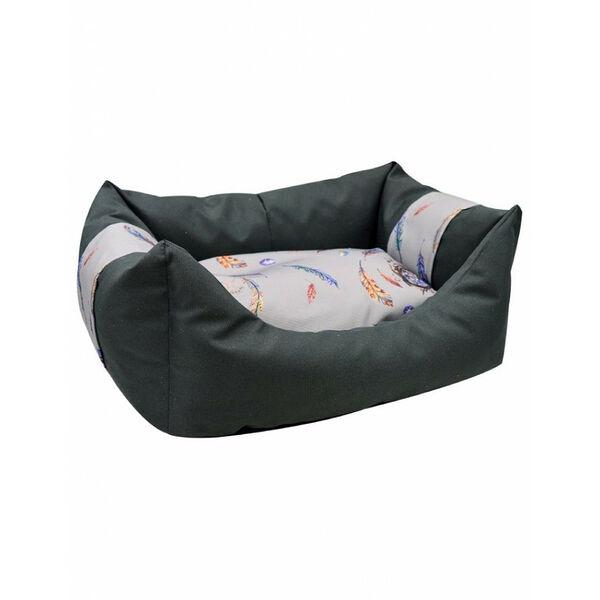 Zooexpress Лежанка пухлик Птицы мебельная ткань темно-серая 43*32*21см