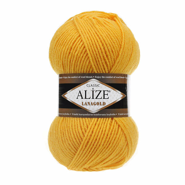 Пряжа ALIZE 'Lanagold' 100гр., 240м (49%шерсть, 51%акрил)(216 желтый)