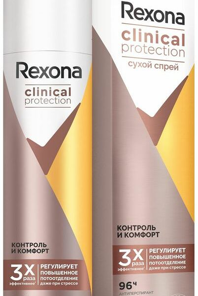 Дезодорант-антиперспирант Rexona Clinical Protection Контроль и Комфорт, спрей женский