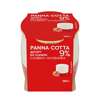 Десерт Коломенский Panna Cotta клубничный 9%, 160 г