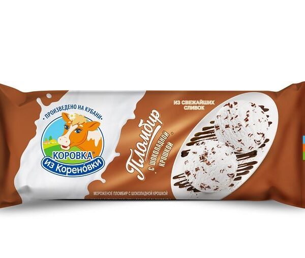 Пломбир Коровка Из Кореновки с шоколадной стружкой, 400г