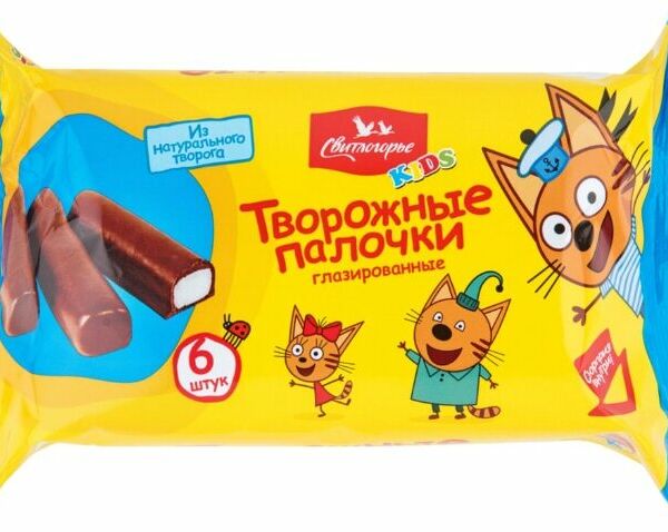 Творожные палочки глазированные Свитлогорье Kids Три кота 16%, 6×30 г