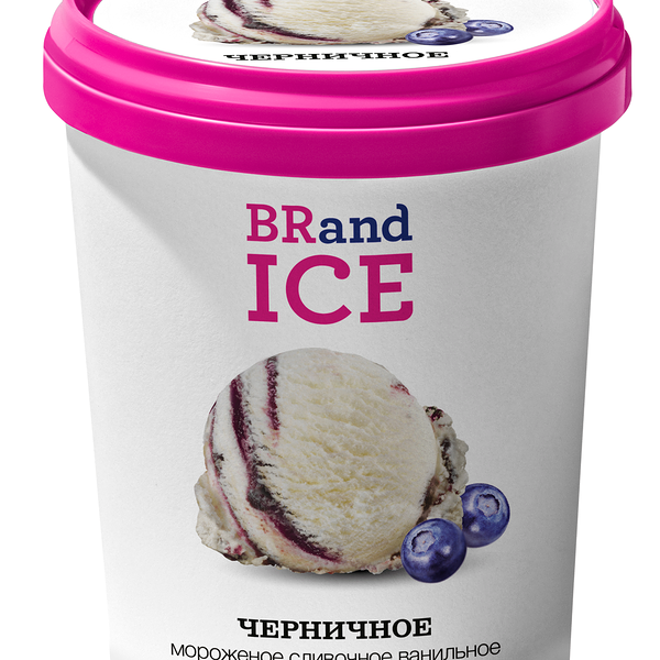 Мороженое сливочное BRandICE Черничное с ароматом ванили БЗМЖ