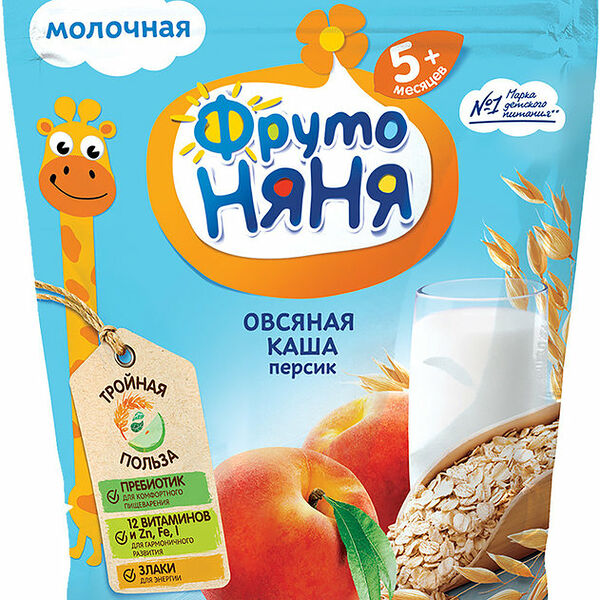 Каша молочная овсяная ФрутоНяня персик с 5 месяцев