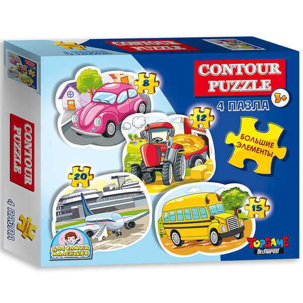 Гп.Контурный пазл 4в1 на 8,12,15,20 элементов 