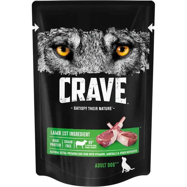 Корм для собак Crave ягненок в соусе пауч, 85 г