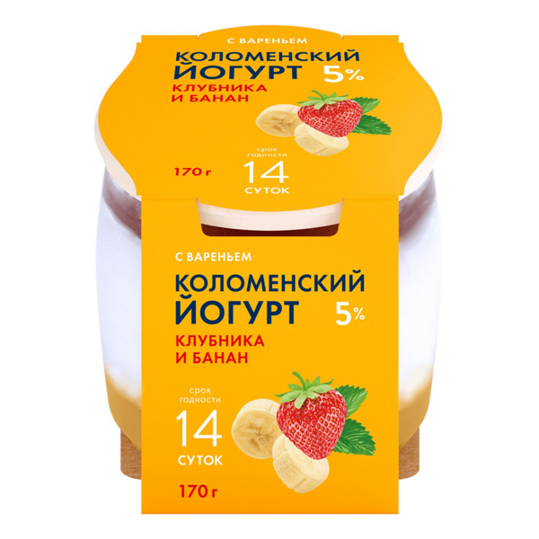 Йогурт Коломенский с клубникой и бананом 5%
