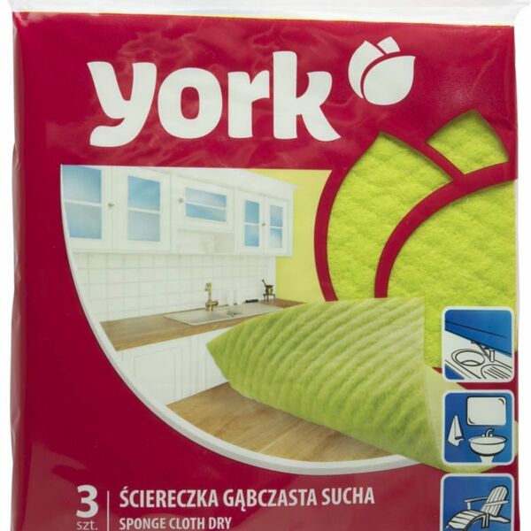 Салфетки губчатые сухие York, 17,5×15,5 см, 3 шт.
