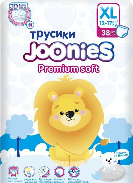 Подгузники-трусики Joonies Premium размер XL 12-17кг 38шт