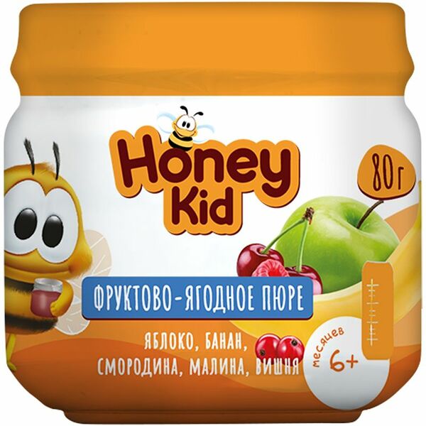 Пюре Honey Kid Фруктово-ягодное ассорти с 6 месяцев 80 г