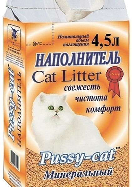 Наполнитель для кошачьего туалета Pussy-Cat Минеральный впитывающий 4.5л